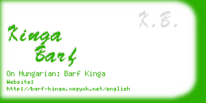 kinga barf business card